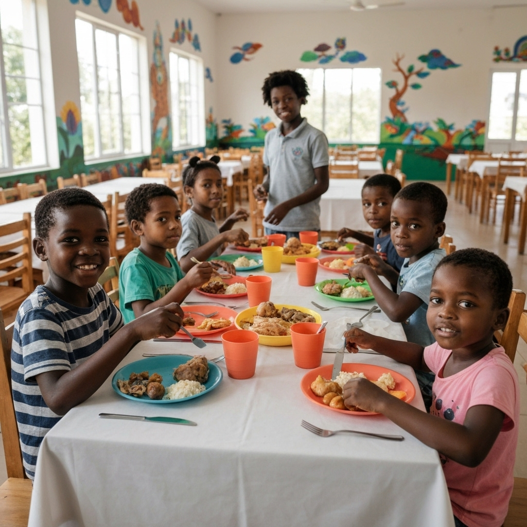 Children enjoying a meal